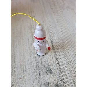 Vintage wooden mini snowman kid ornament Xmas decor
